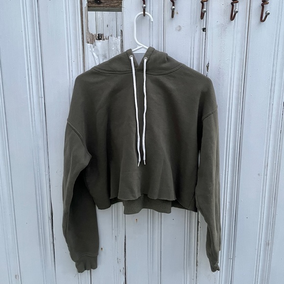 Wild Fable hunter green cropped hoodie.
